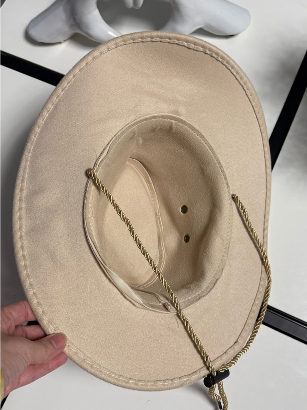 Custom Embellished Boho Cowboy Hat - Beige - Picture 4 of 4